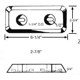 ZHC-3 Camp Hull Plate Zinc Anode 6.25