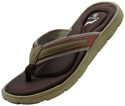 Norty Mens Memory Foam Sandal Brown Olive