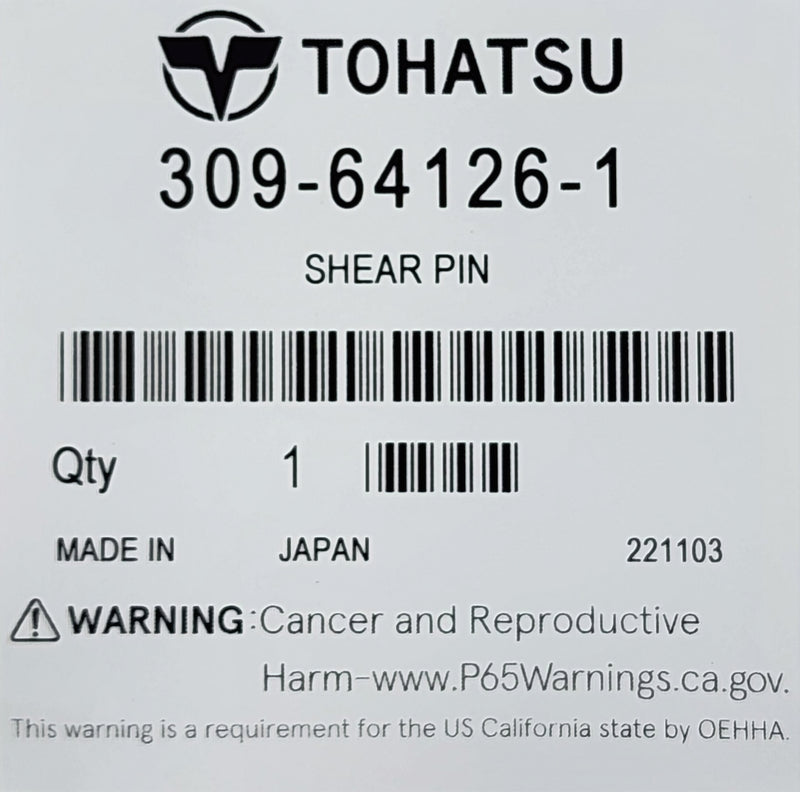 Load image into Gallery viewer, 309-64126-1 M Tohatsu Shear Pin (5/32&quot;X 1&quot;) 309641261M
