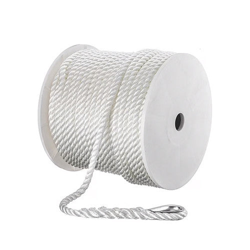 Load image into Gallery viewer, 27500 Aamstrand 3/8&quot; x 100&#39; White Nylon 3-Strand Twist Anchor Line
