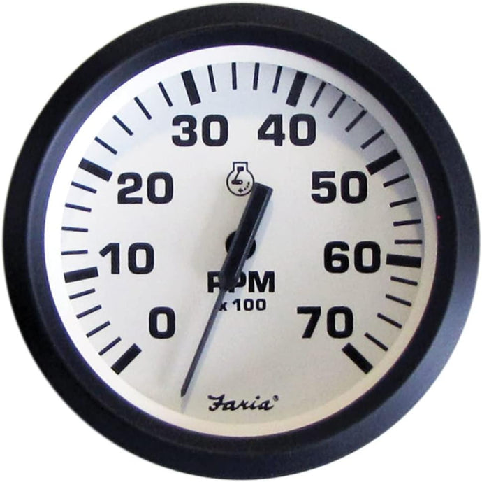 Faria 32905 Tachometer (7000 Rpm) (All Outboards) Euro White