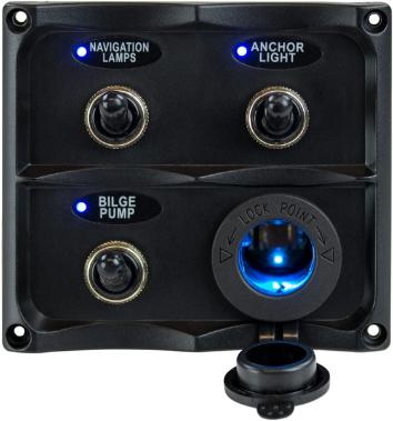 Seadog Water Resistant Toggle Switch Panel With LED Power Socket