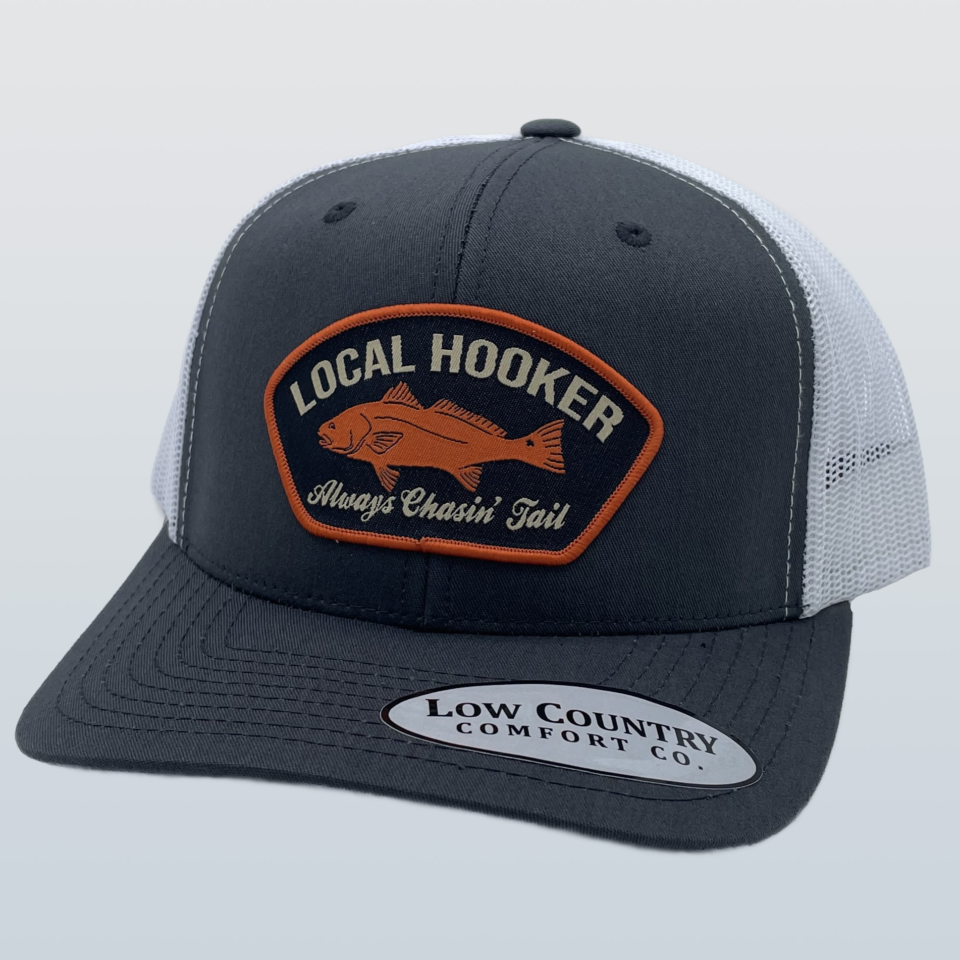 Local Hooker Chasin Tail Patch Charcoal/White Hat – Delmarva Marine ...