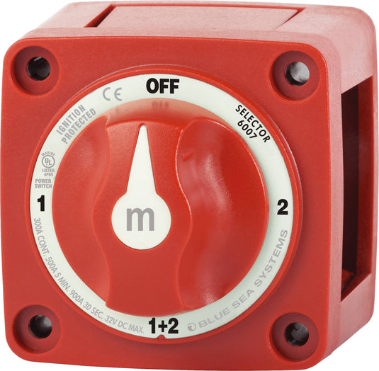 Blue Sea m-Series Mini 4 Position Selector Battery Switch - Red 6007