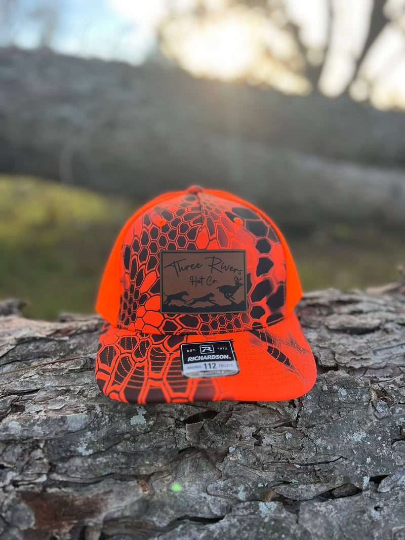 Load image into Gallery viewer, Deer Dog Hunting - Blaze Orange Trucker Snapback -

