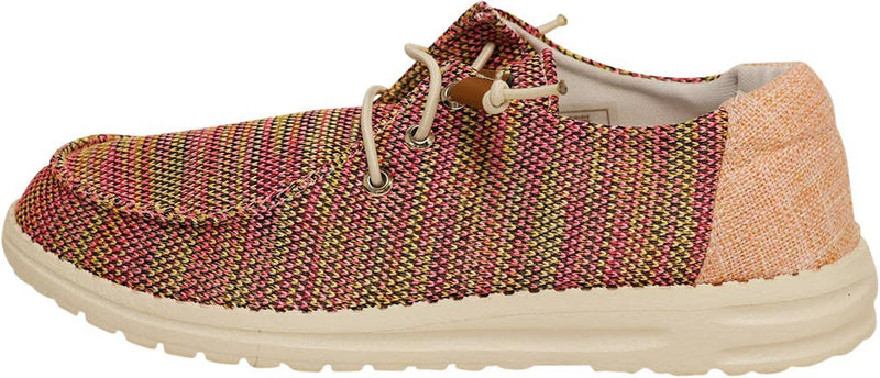 Load image into Gallery viewer, Norty Girls Pink Multi Lace Up Boat Shoe
