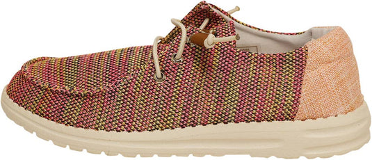 Norty Girls Pink Multi Lace Up Boat Shoe