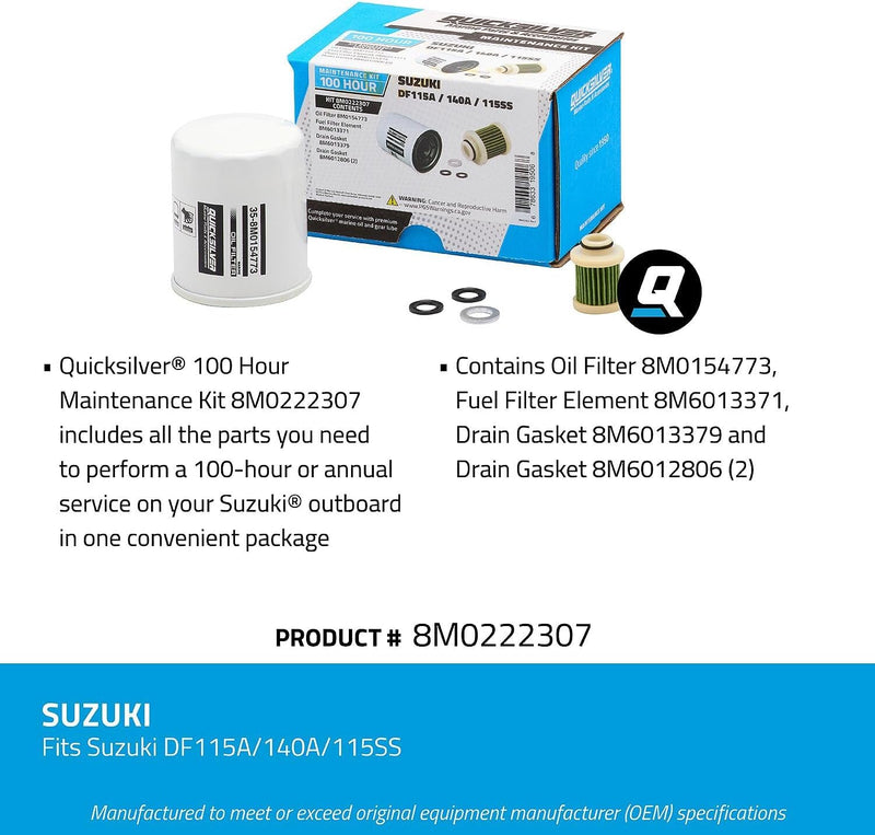 Load image into Gallery viewer, Quicksilver 8M0222307 100 Hour Maintenance Kit, Suzuki DF115A/140A/115SS
