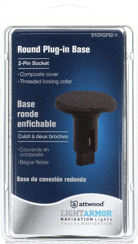 Attwood 910R2PB7 LightArmor™ Plug-In Base - Round Series, 2-Pin, Black