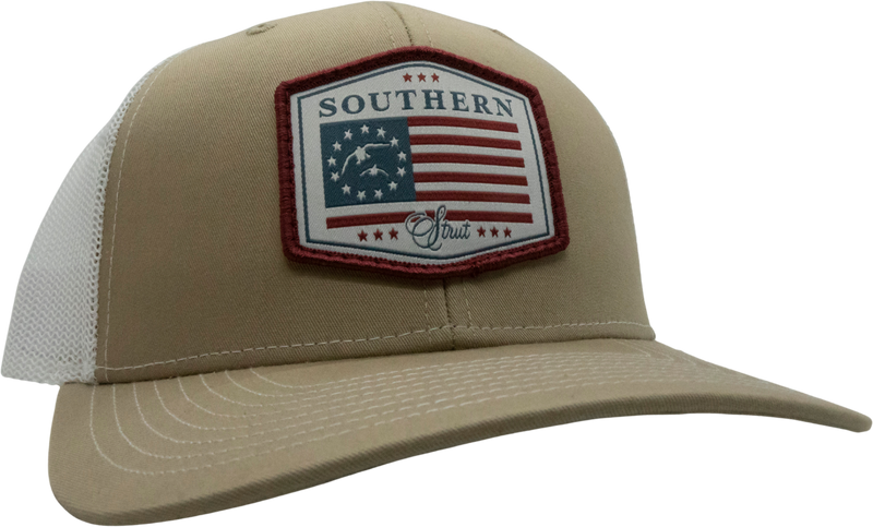 Load image into Gallery viewer, USA Duck Flag Woven Patch Trucker Hat
