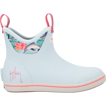 Load image into Gallery viewer, XTRATUF  Women's Ankle Deck Boot Guy Harvey  Blue / Dolphin Floral Style #XWABGH21
