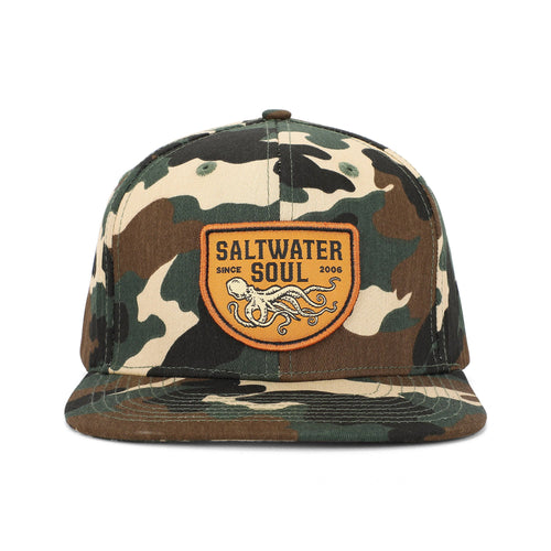 Octopus Patch Camo Cotton Snapback Hat