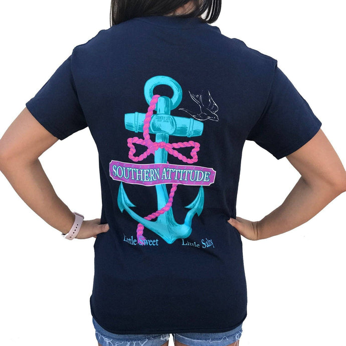 Southern Attitude Women's Salty Tee- Navy Blue