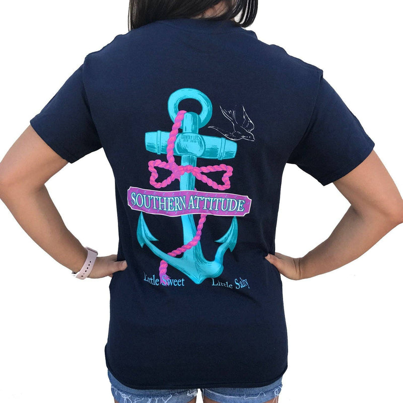 Load image into Gallery viewer, Southern Attitude Women&#39;s Salty Tee- Navy Blue
