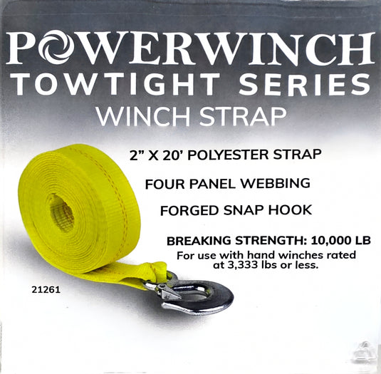 053627-001 Powerwinch Brand 2"x20' Yellow Winch Strap