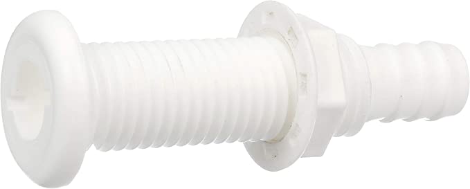 Seachoice 18161 Polypropylene Extra Long Thru-Hull Connector for 3/4 in. ID Hose, White Finish
