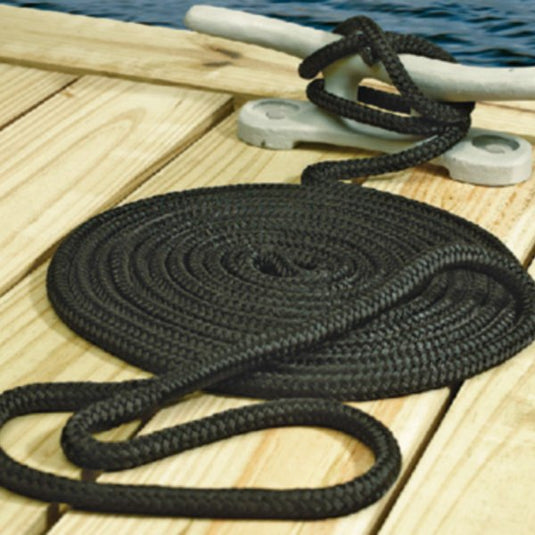 Seachoice 40381 - 1/2" D x 25' L Black Nylon Double Braid Dock Line