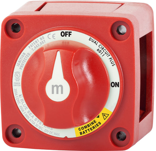 6011 Blue Sea m-Series Mini Dual Circuit Plus™ Battery Switch - Red