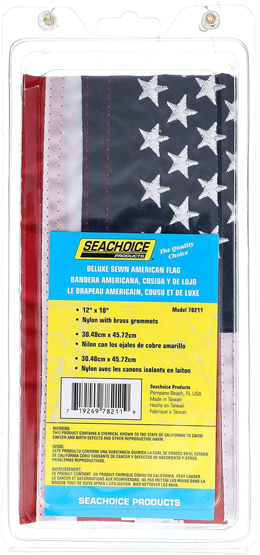 Seachoice® 78211 - Deluxe 12" x 18" Nylon Sewn U.S. Flag