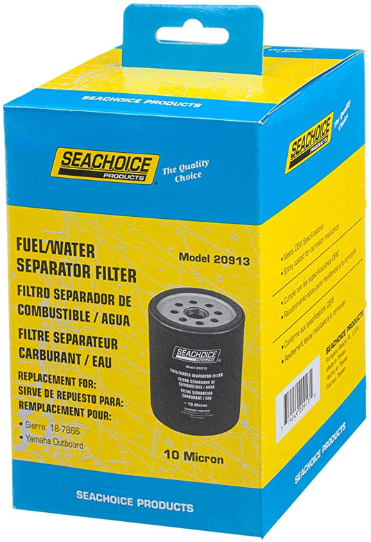 Seachoice 20913 Fuel/Water Separator Filter, Replaces Sierra 18-7866 & Yamaha Outboard Filters, 10 Micron, Meets OEM Specifications