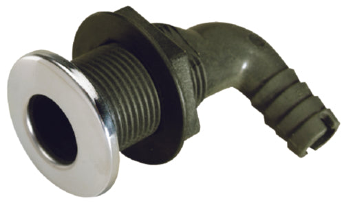 18541 Seachoice 1-7/8" 90° Angled Black Polypropylene Covered Elbow Thru-Hull Fitting for 3/4" Hose