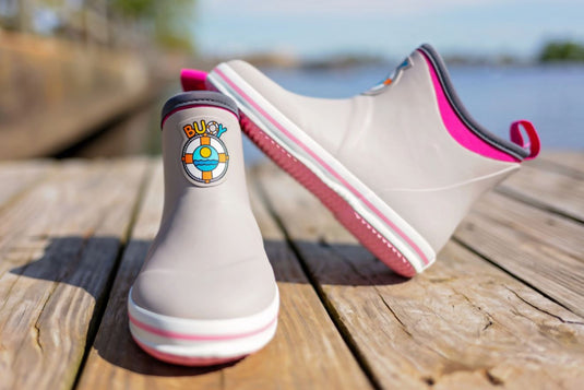 Buoy Boots Children's Deck Boot- Pink/Grey (BB104)